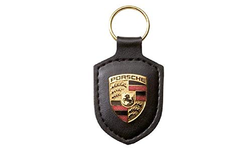 ORIGINAL Porsche Schlüsselanhänger SCHWARZ Leder mit Wappen WAP0500900E