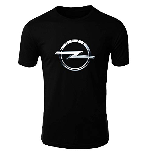 OPEL T-Shirt Logo Clipart Herren CAR Auto Tee TOP SCHWARZ WEIß Short Sleeves (SCHWARZ, L)