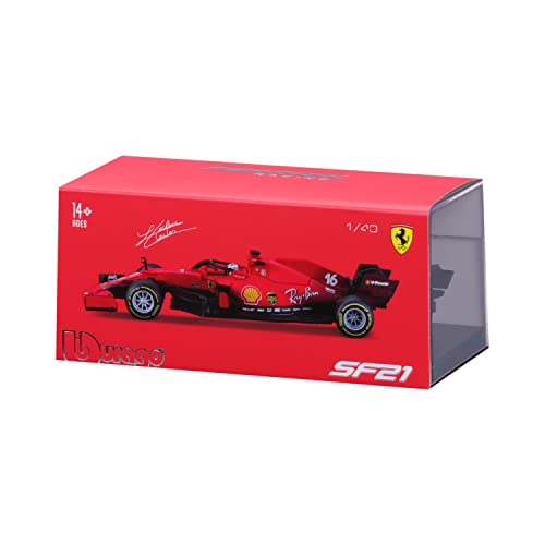 Bburago B18-36828L 1:43 F1 2021 Ferrari SF21 mit Helm-Leclerc, verschiedene Designs und Farben, ab 14...