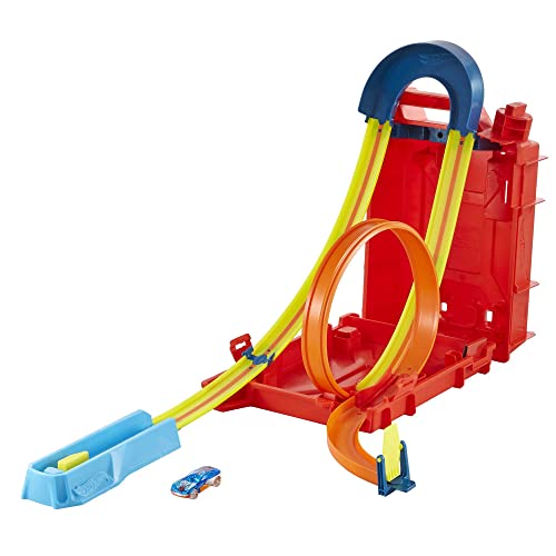 Hot Wheels Autorennbahn Benzinkanister, Stunt-und Rennaction für Spielzeugautos, mit Looping Track,...