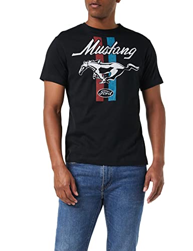 Ford Herren Mustang Stripes T Shirt, Schwarz, M EU