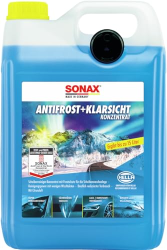 SONAX AntiFrost+KlarSicht Konzentrat (5 Liter) Scheibenwaschanlagen-Frostschutz sorgt für klare Sicht,...