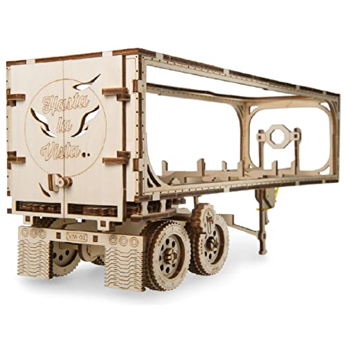 UGEARS Truck Trailer LKW Anhänger DIY Modellbausatz aus Holz – Anhänger für Schweren LKW - Sperrholz...