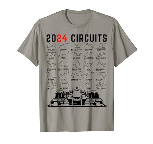 2024 Zeitplan Formel Racing Formel Fan Auto Schwarz Design T-Shirt