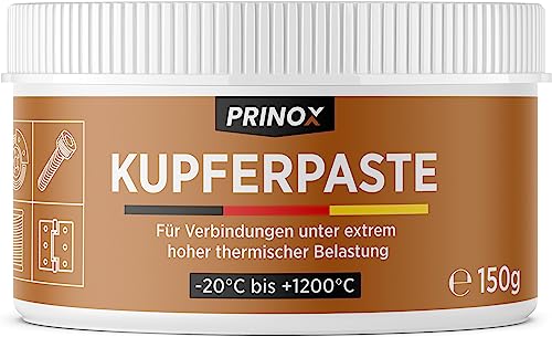 Prinox Profi Kupferpaste 150g - Extrem Hitzebeständig bis +1200°C - Kupferfett Paste für KFZ Bremsen,...