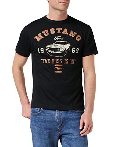 Ford Herren Mustang the Boss in T Shirt, Schwarz (Black Blk), L EU