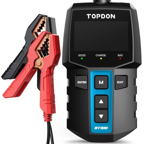 TOPDON Autobatterie Tester BT100, 12V BatterieTester KFZ mit 100-2000 CCA Batterietest Kurbeltest...