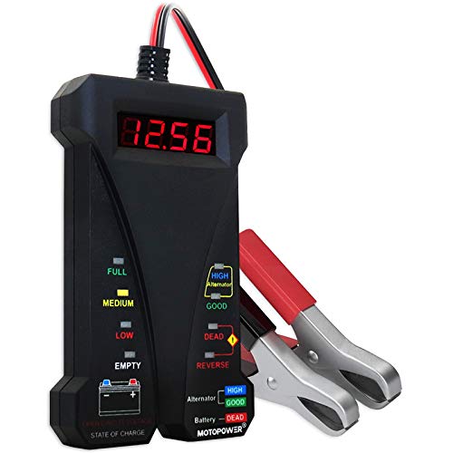 MOTOPOWER 12V Digitale Batterietester Voltmeter Ladesystem-Analysator mit LCD-Display und LED-Anzeige -...