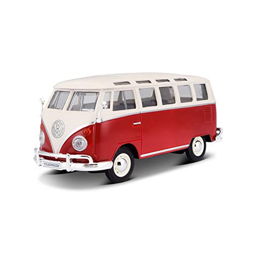 Maisto VW Bus Samba Modellauto im Maßstab 1 25, Türen und Heckklappe zum Öffnen, 20 cm, Farbe wird...