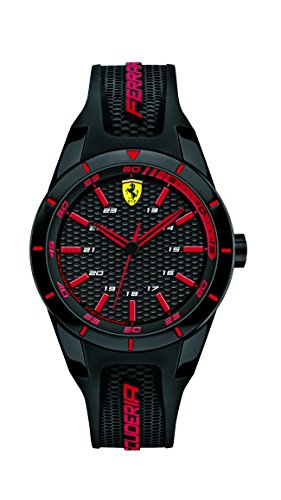 Ferrari Scuderia Ferrari Analog Quarzuhr für Herren mit Schwarzes Silikonarmband - 0840004