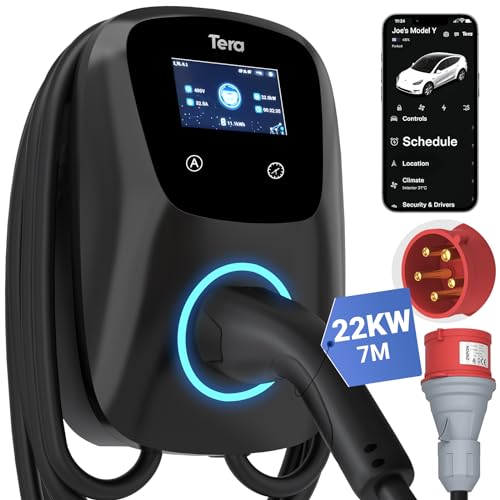 Tera EV Ladegerät Smart APP mit 32A Typ 2 22kW oder 11kW Heim Ladestation 400V CE & TÜV Wallbox 7m...