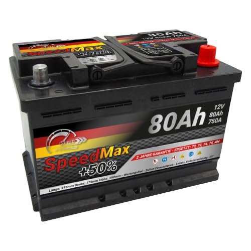 SMC Autobatterie Speed Max 80Ah L3 750A EN 12v PKW Ersetzt 65Ah 70Ah 72Ah 74Ah Starterbatterie...