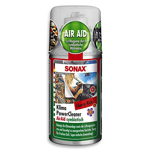 SONAX KlimaPowerCleaner AirAid symbiotisch Cherry Kick (100 ml) für langanhaltende Lufthygiene und...