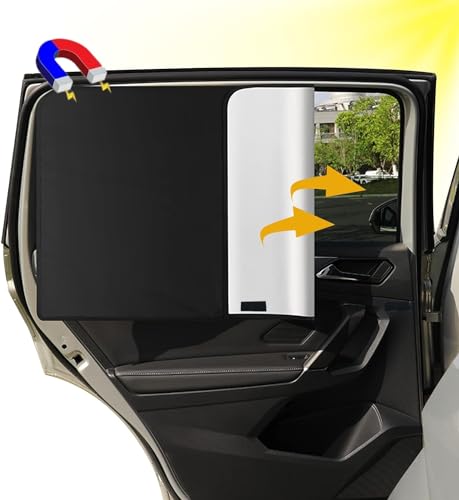 FINEVERNEK 2 Stück Sonnenschutz Auto Vorhang, Magnetisch Auto Sonnenschutz Hinten mit UV Schutz,...
