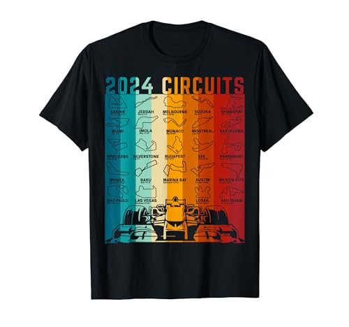 2024 Zeitplan Formel Racing Formel Auto Retro Vintage T-Shirt