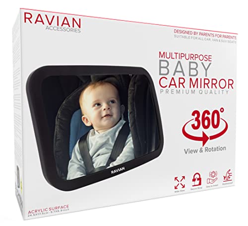 Babyautospiegel für den Rücksitz - Sicherster Autositzspiegel mit kristallklarer Sicht, bruchsicherer,...