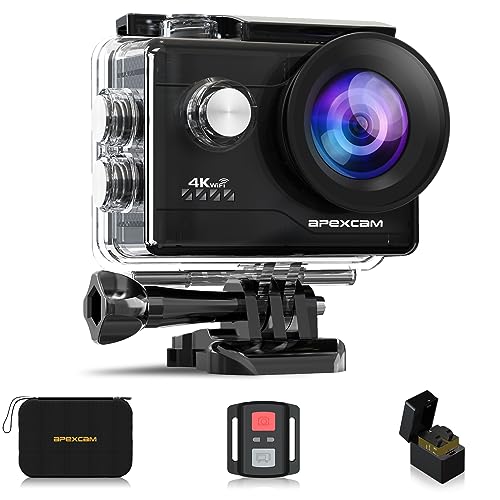 Apexcam 4K Action cam 20MP WiFi Sports Kamera Ultra HD Unterwasserkamera 40m 170 ° Weitwinkel 2.4G...
