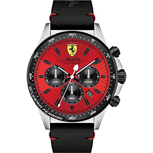 Scuderia Ferrari Herren Chronograph Quartz Armbanduhr mit Lederarmband