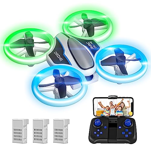 Mini Drohne mit Kamera HD 720P für Kinder, RC Drone mit LED Lichter,Quadrocopter mit 3D Flips, Kopflosem...