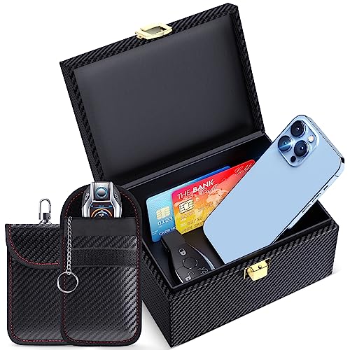 Autoschlüssel Faraday Box & Bags (2 STK), Keyless Go Schutz von Handy, Signalblocker für Kreditkarte...