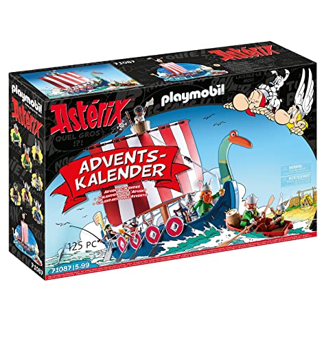 PLAYMOBIL Adventskalender 71087 Asterix: Piraten mit schwimmfähigem Piratenschiff, Beiboot und...