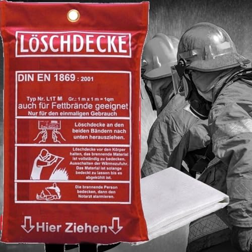 Brandengel Premium Löschdecke in roter Tasche DIN EN 1869:2001 Brandschutzdecke XL| auch für...