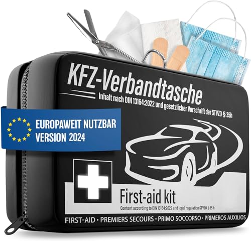 Auto Verbandskasten 2024 [EUROPAWEIT GÜLTIG] & geprüft (StVO konform) - KFZ Erste-Hilfe-Set...