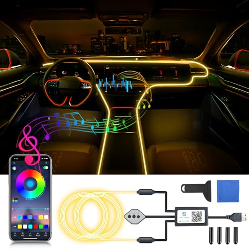 OMECO USB Ambientebeleuchtung Auto LED Innenbeleuchtung 4m 5050 RGB mit APP und Kontroller 5V LED...