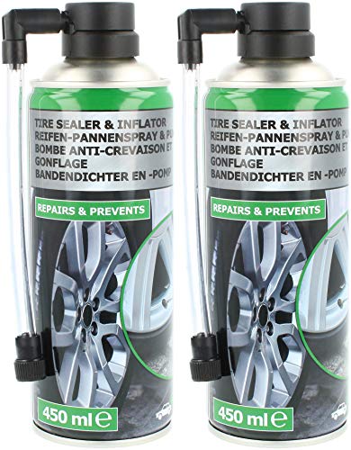 com-four® 2X Reifen Pannenspray je 450 ml - Autoreifen Pannenset auch für Motorradreifen -...