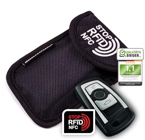 MakakaOnTheRun Go Schutz Autoschlüssel Hülle mit 2 RFID Schutz Fächern. Schutz Keyless/ Tasche für...
