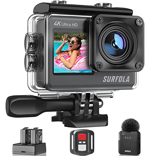 Surfola Action Cam 4K 60FPS - 24MP Unterwasserkamera, WiFi, 40M wasserdichte Kamera, 170° Einstellbarer...