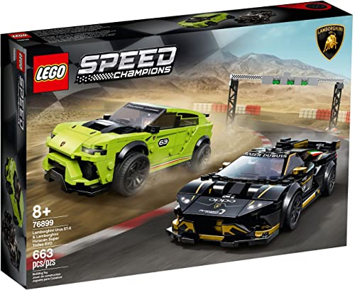 LEGO 76899 Speed Champions Lamborghini Urus ST-X & Lamborghini Huracán Super Trofeo EVO, Rennwagen-Set