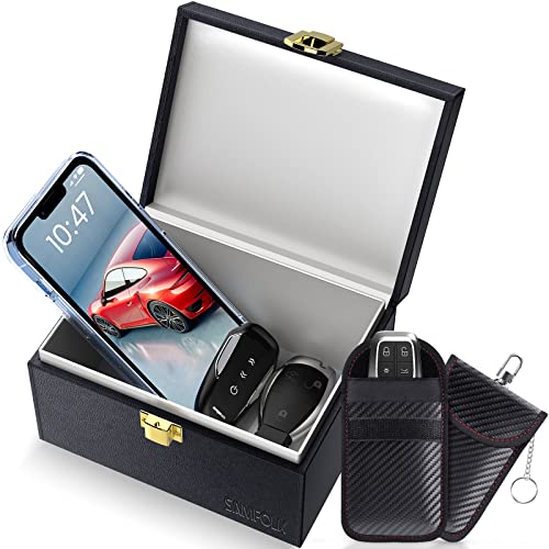 Samfolk Keyless Go Schutz Autoschlüssel Box & 2 Faraday Bag, Faraday Box Strahlenschutz Keyless Go...