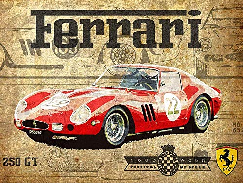 Hunnry Ferrari Car Poster Metall Blechschilder Retro Dekoration Schild Aluminium Blechwaren Vintage...
