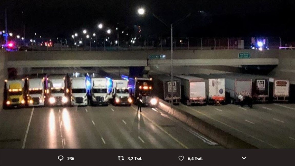 13 Lkw-Fahrer verhindern Suizid auf Autobahn-Brücke