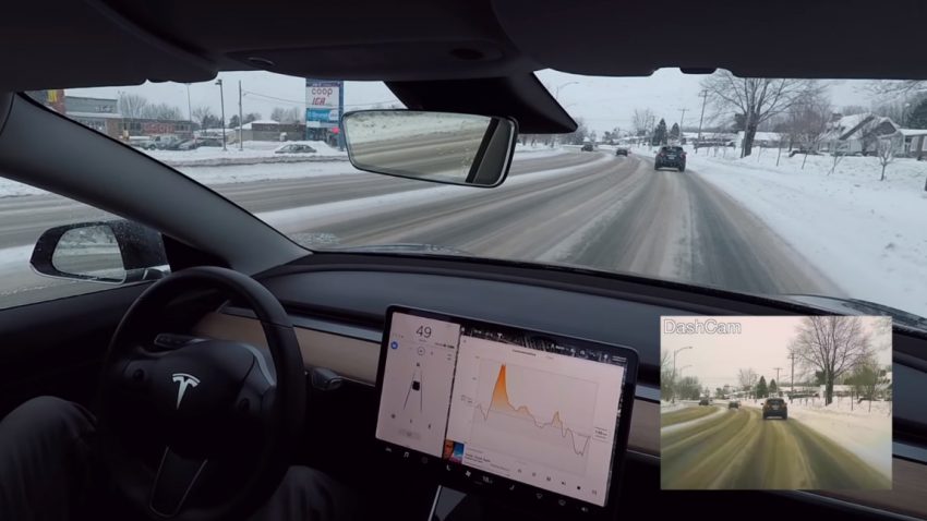 Mit Teslas Autopilot durch den Schneesturm?