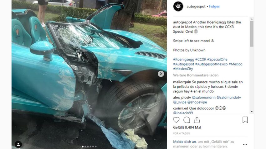 Einer von nur zwei Koenigsegg CCXR Special Ones in Mexiko verunfallt