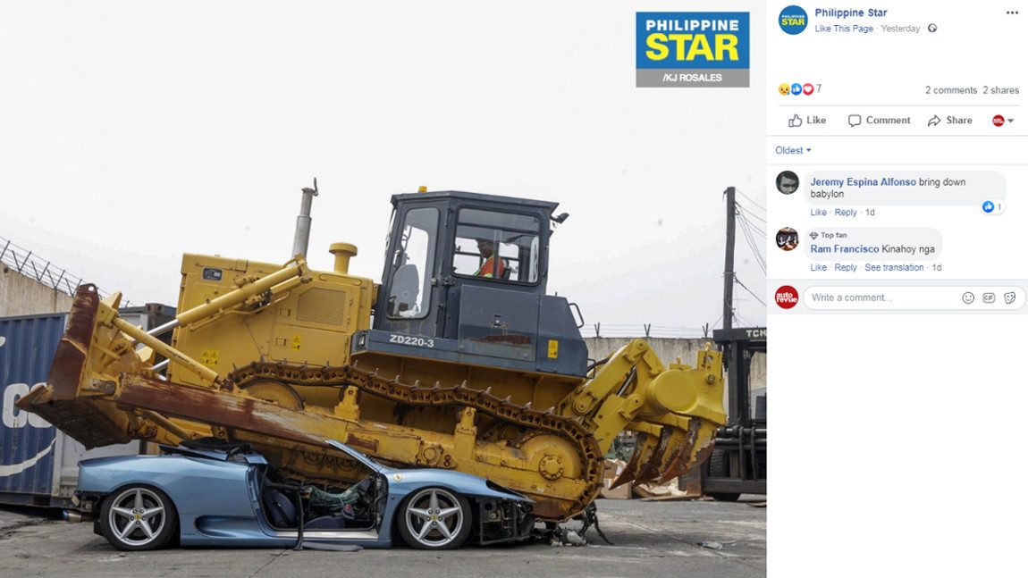Philippinische Regierung ließ Ferrari 360 Spider verschrotten