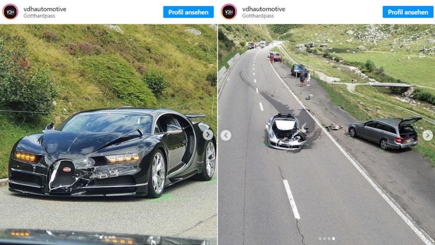 Bugatti Chiron und Porsche 911 GTS: Teurer Crash beim Überholversuch