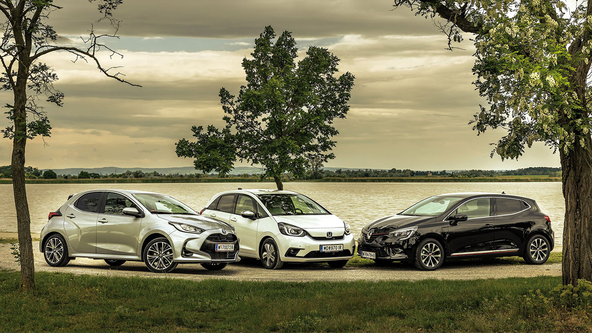Hybrid-Vergleich: Honda Jazz, Renault Clio, Toyota Yaris
