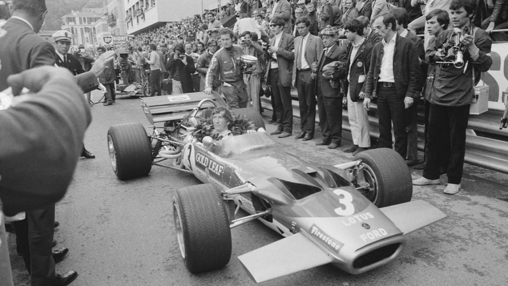 Jochen Rindt nach seinem Sieg beim Grand Prix in Monaco am 10. Mai 1970.