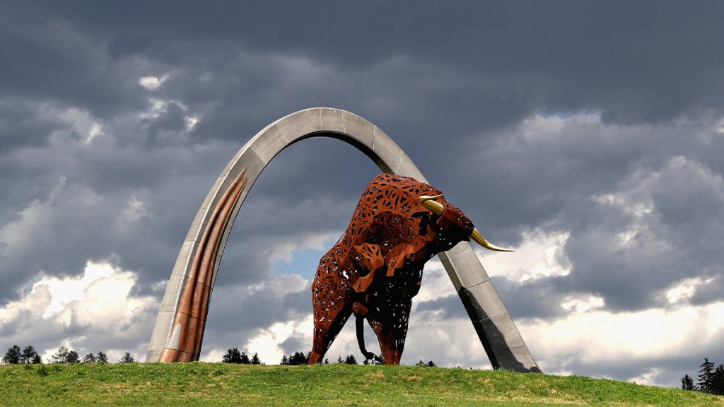 Der "Stier aus Stahl" ist das Markenzeichen des Red Bull Rings.