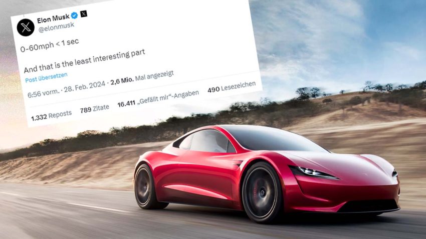 Tesla Roadster: In einer Sekunde von 0 auf 100?
